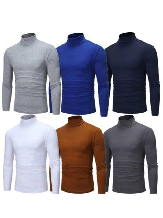 1 Pcs Men's Plain High Neck Multicolor