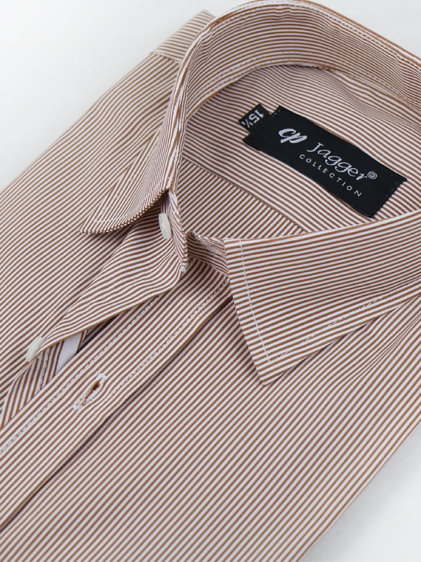 MFS06 Men's Formal Dress Shirt Light Brown Lines