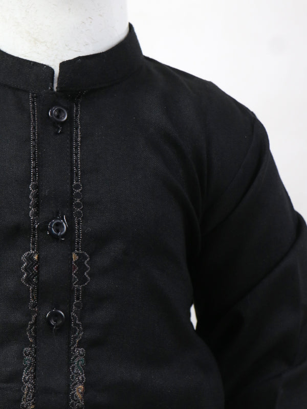 AM 2 Yrs - 17 Yrs Boys Kurta Pajama Suit Sherwani Collar Black