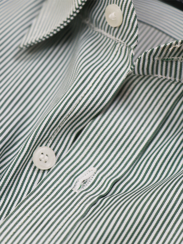 MFS07 Men's Formal Dress Shirt Green Lines