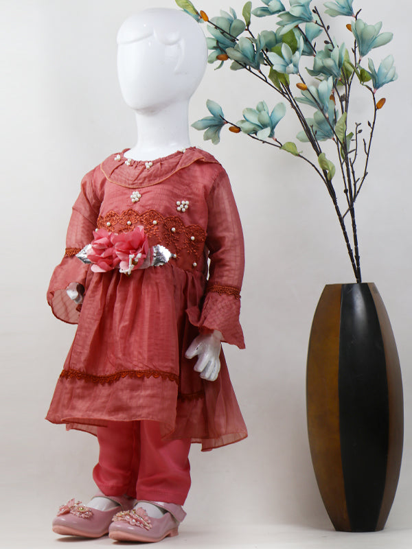 GF03 IM Girls Frock With Trouser 1Yrs - 8Yrs Light Maroon