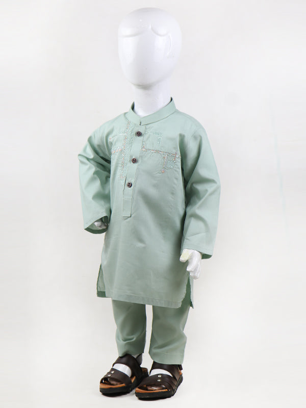 BKP02 TG Boys Kurta Pajama 2Yrs - 14Yrs Multi Embroidery Light Green