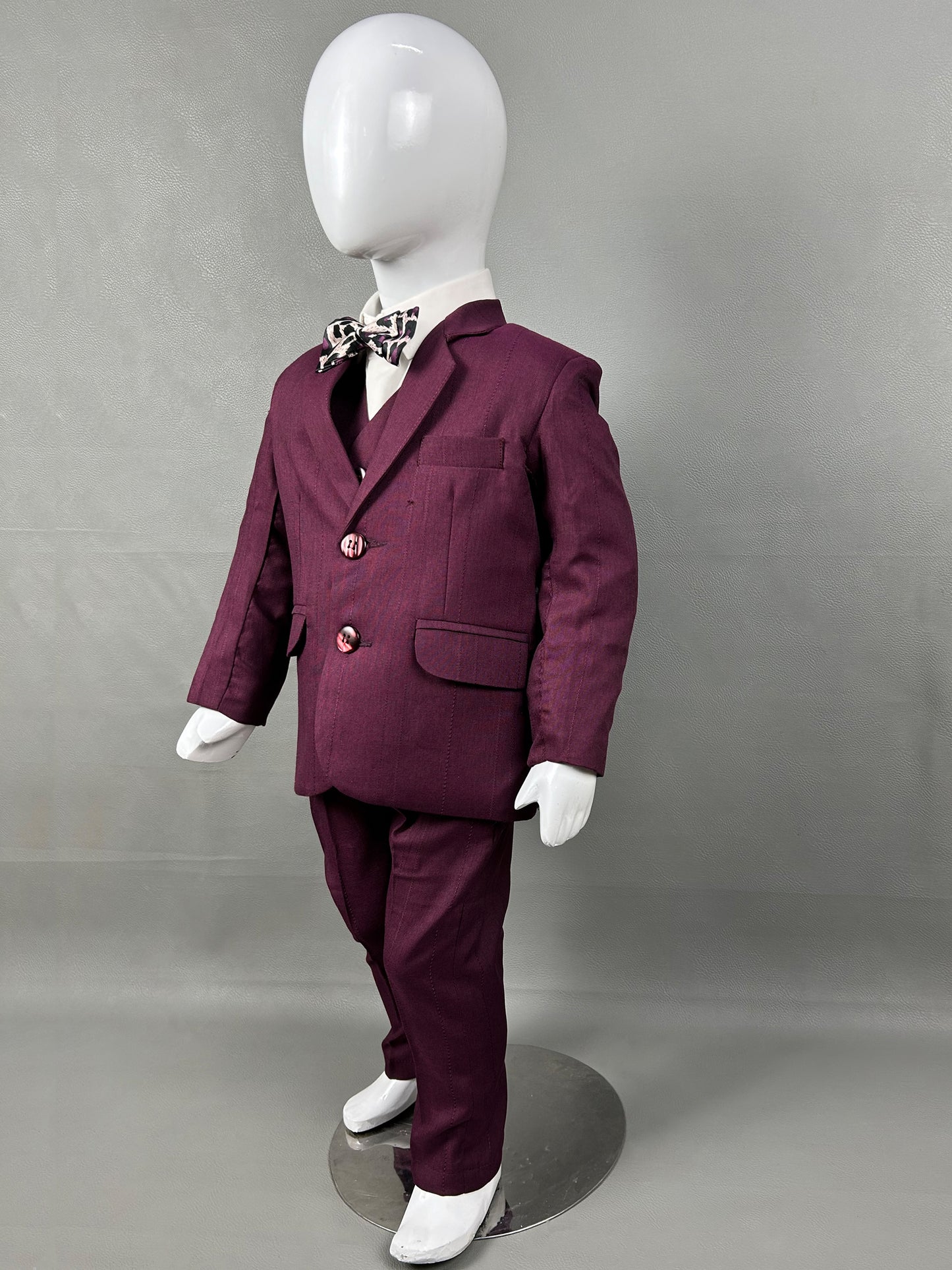 6Mth - 14Yrs Burgundy 5Pcs Coat Pant Suit for Boys BCP23