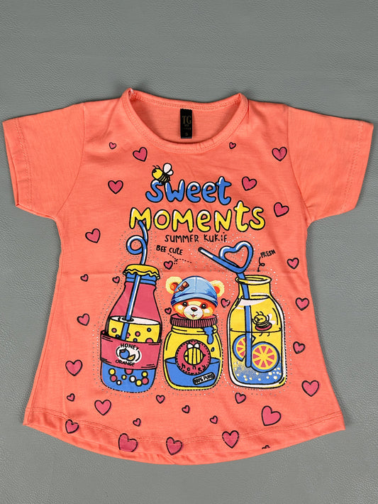 2.5Yrs - 7Yrs Moments Peach T-Shirt For Girls TB GTS22