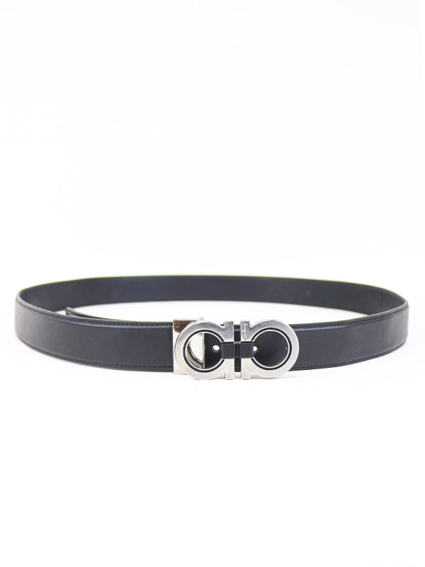 F Gancini Men's Leather Belt Black