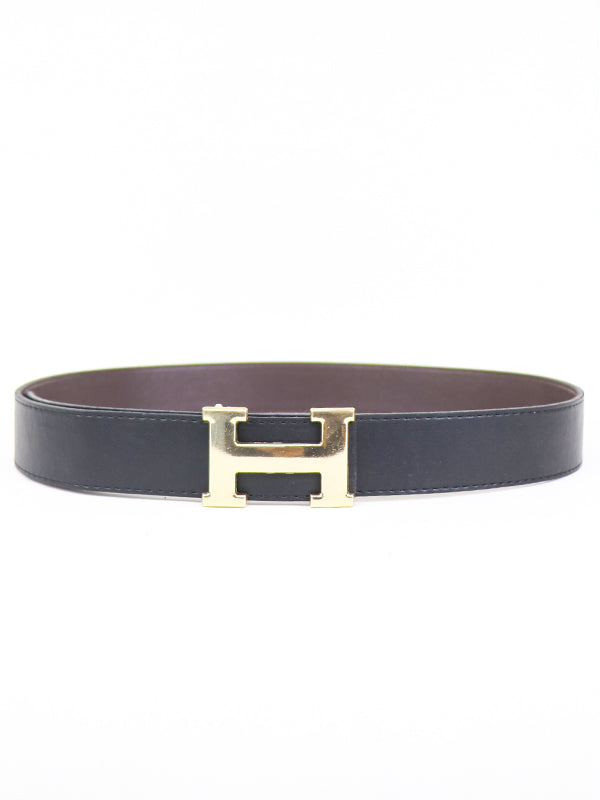 HY Men's Leather Belt Black ( Golden Buckle )