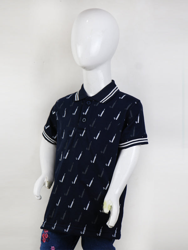 BTS01 MM Boys Polo T-Shirt 2.5Yrs - 8Yrs Batball Navy Blue