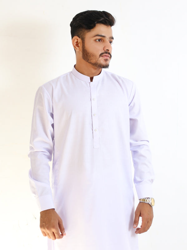 828/1 Men's Kameez Shalwar Stitched Suit White 3