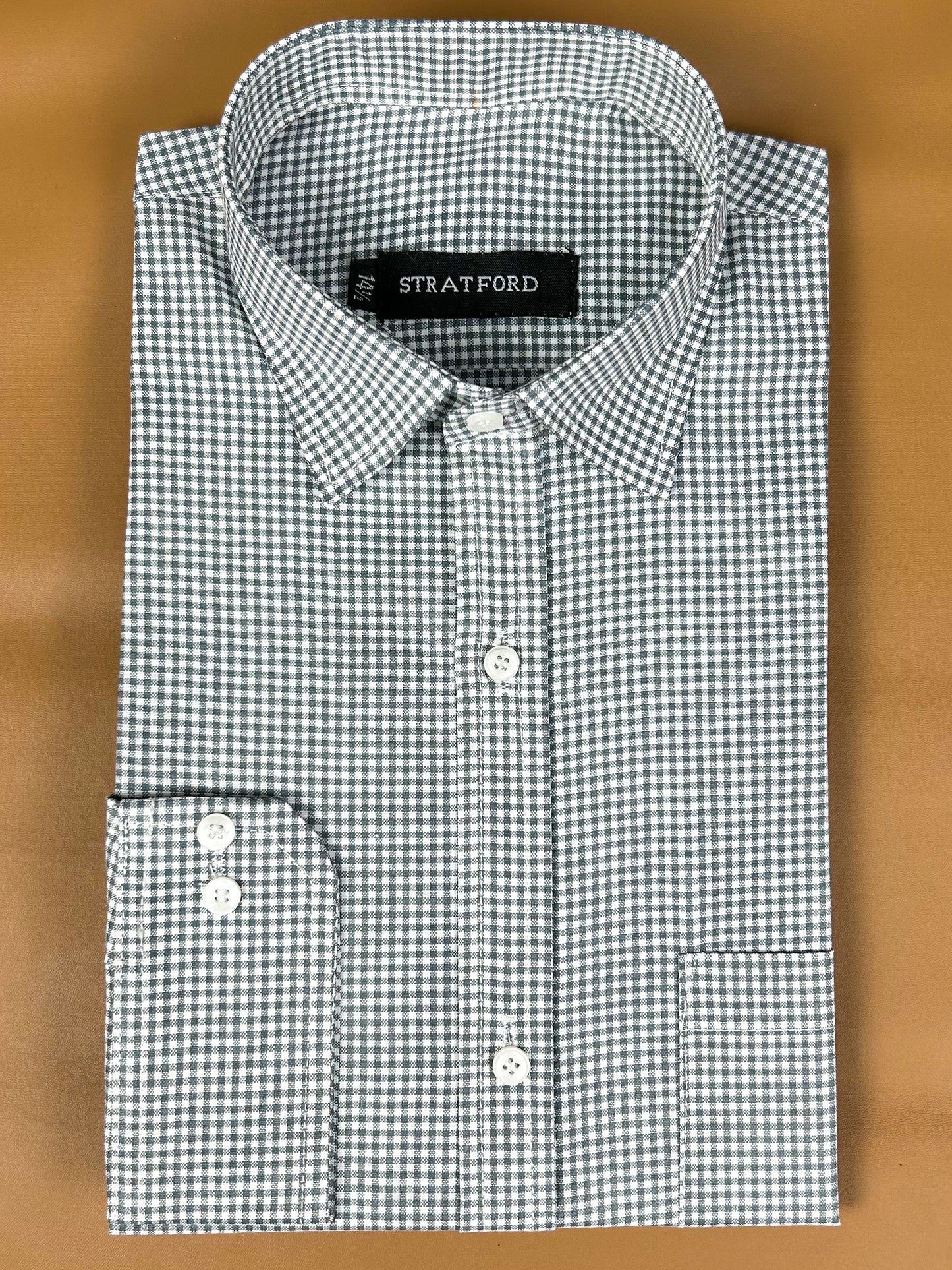 MFS12 Men's Formal Dress Shirt Grey Checks