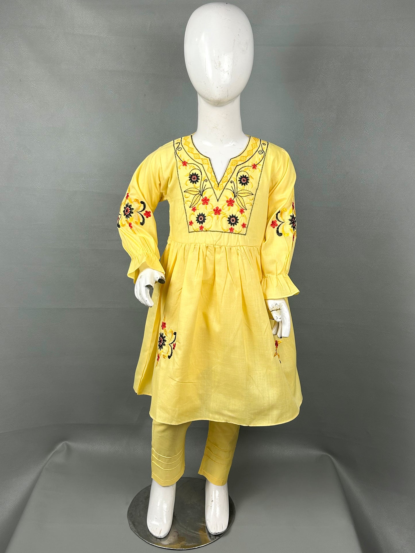 5Yr - 12Yrs Yellow Embroidered Suit For Girls RZ GS126