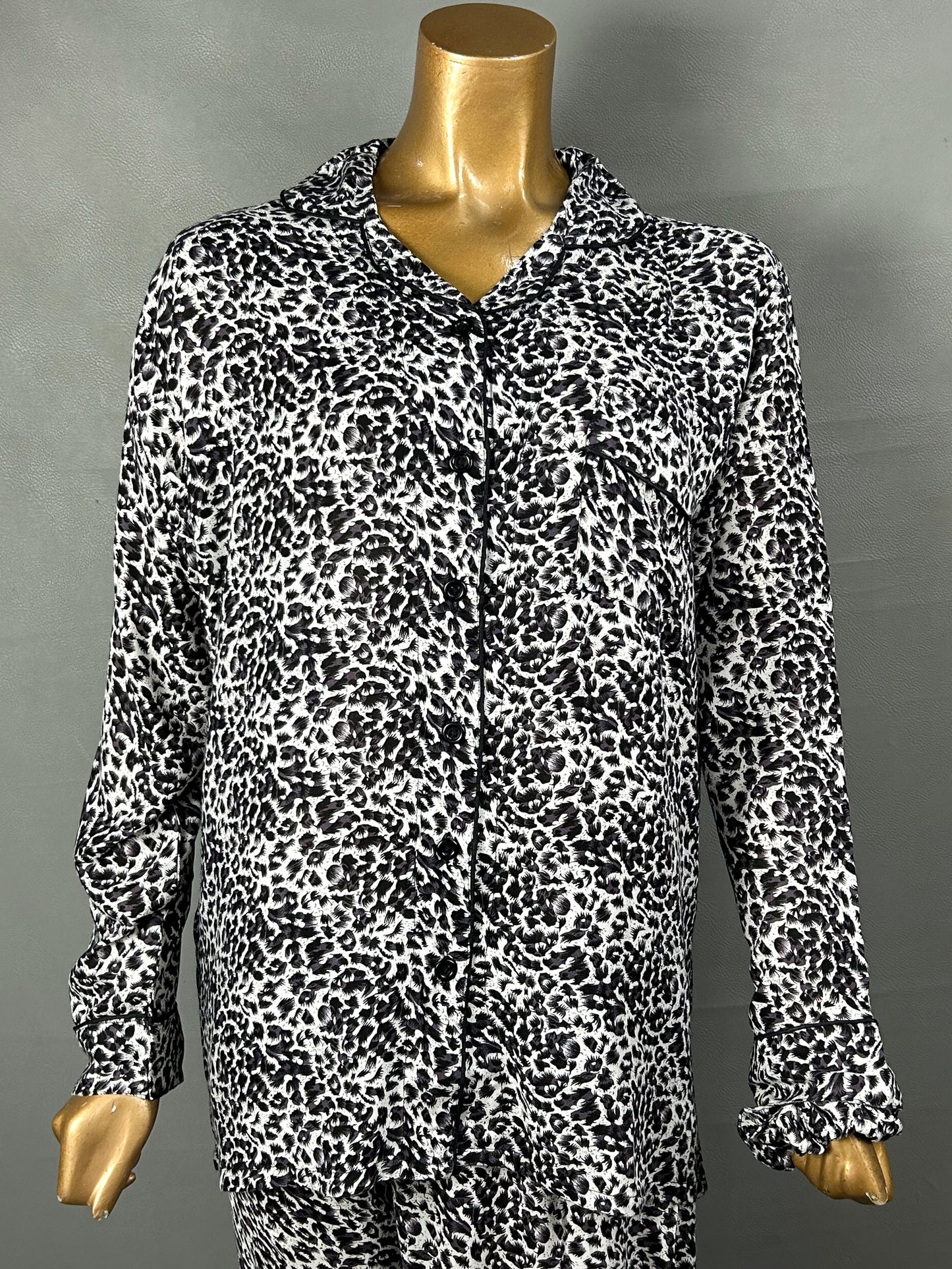 Black Linen Printed Night Suit For Women WNS14