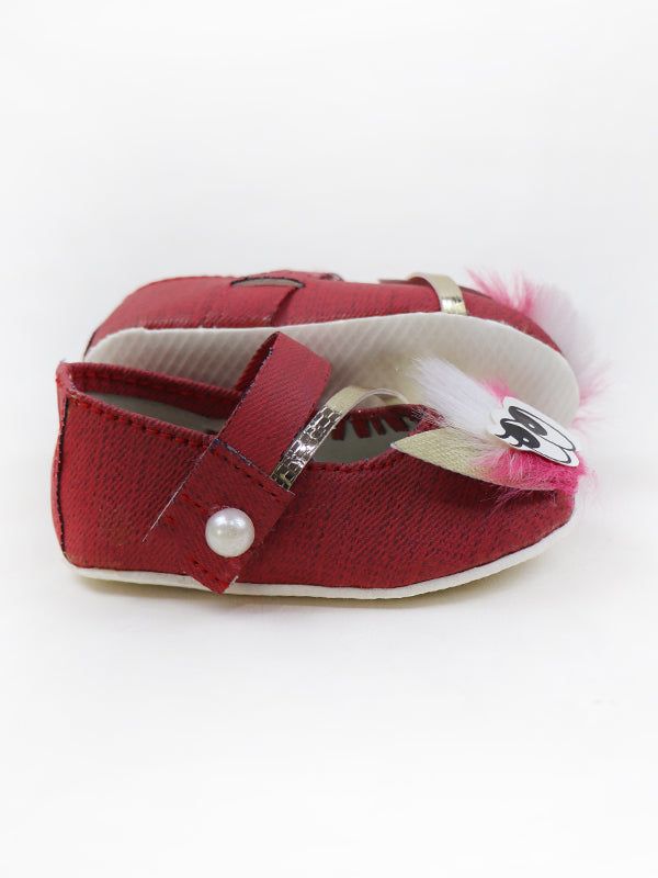 NBYB06 Baby Girl Crochet Bootie Shoes Light Maroon