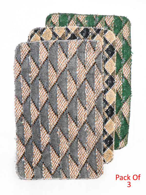 Pack Of 3 Floor Mat | Room Mat 01 - Multicolor & Multidesign- 14" × 24"