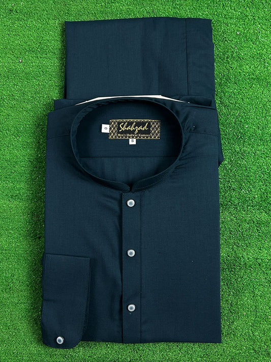 846-4 Teal Blue Stitched Premium Kameez Shalwar For Men MSK268