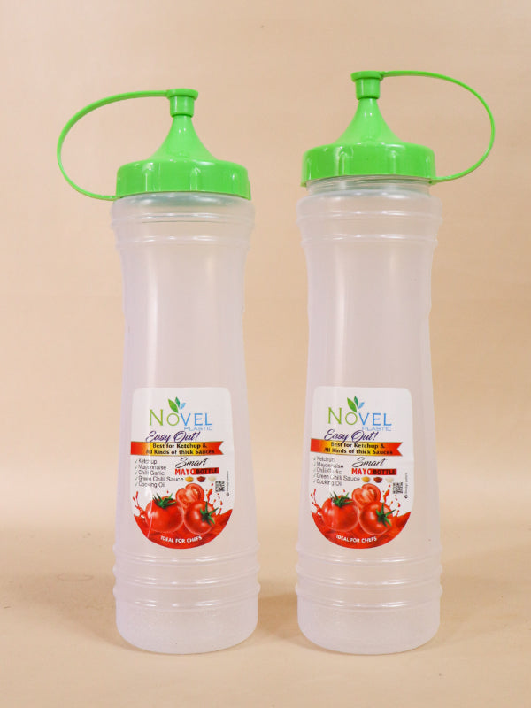 Pack Of 2 Green Novel Transparent Large Ketchup Bottle