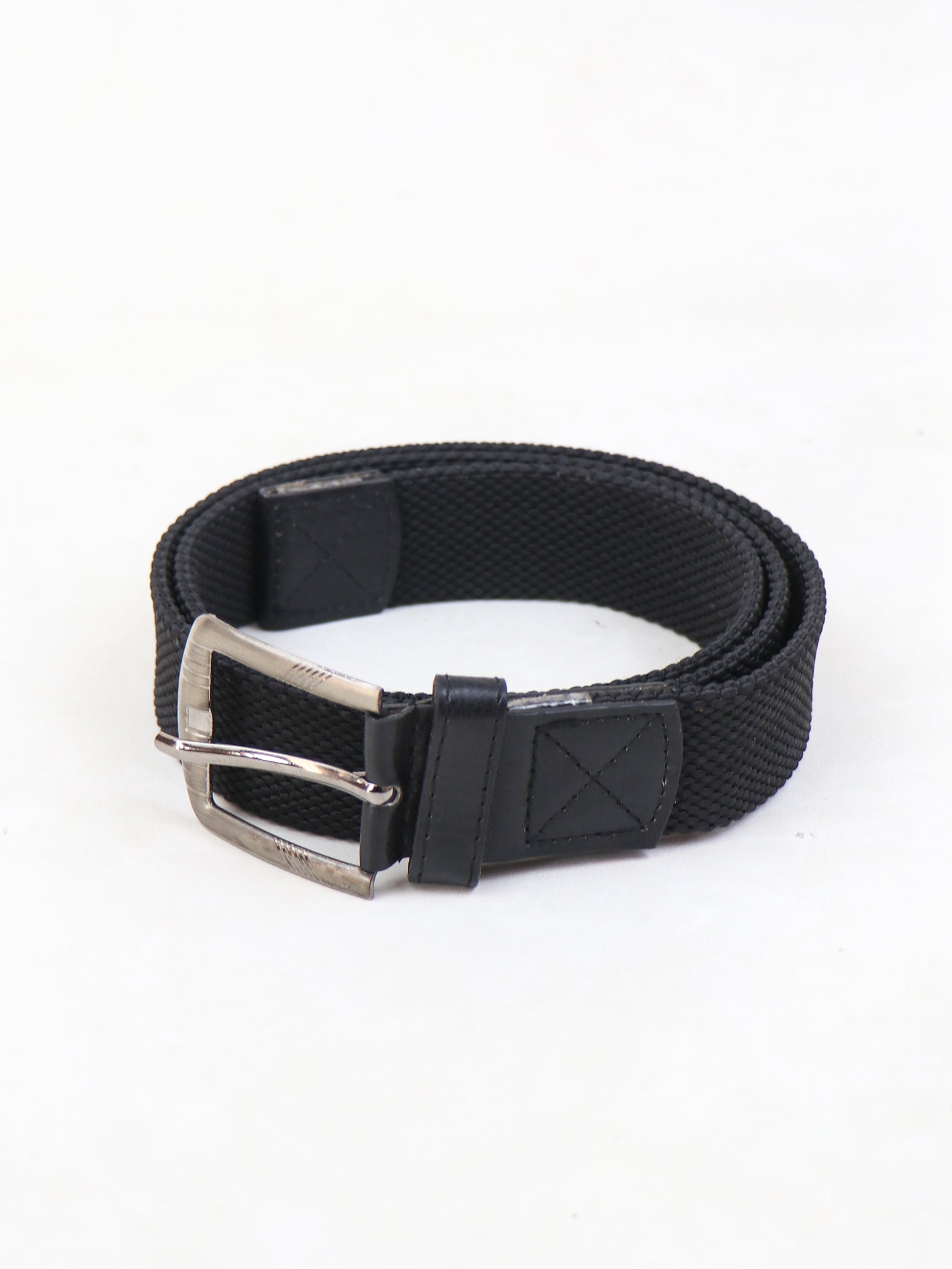 Men Canvas Elastic Fabric Woven Stretch Braided Belt Black – The Cut Price