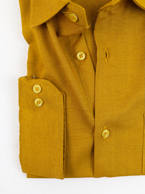 Z Men's Plain Chambray Formal Dress Shirt Mustard