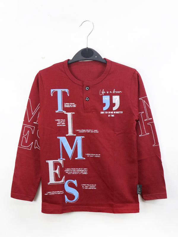 ATT Boys T-Shirt 5Yrs - 10 Yrs Times Maroon