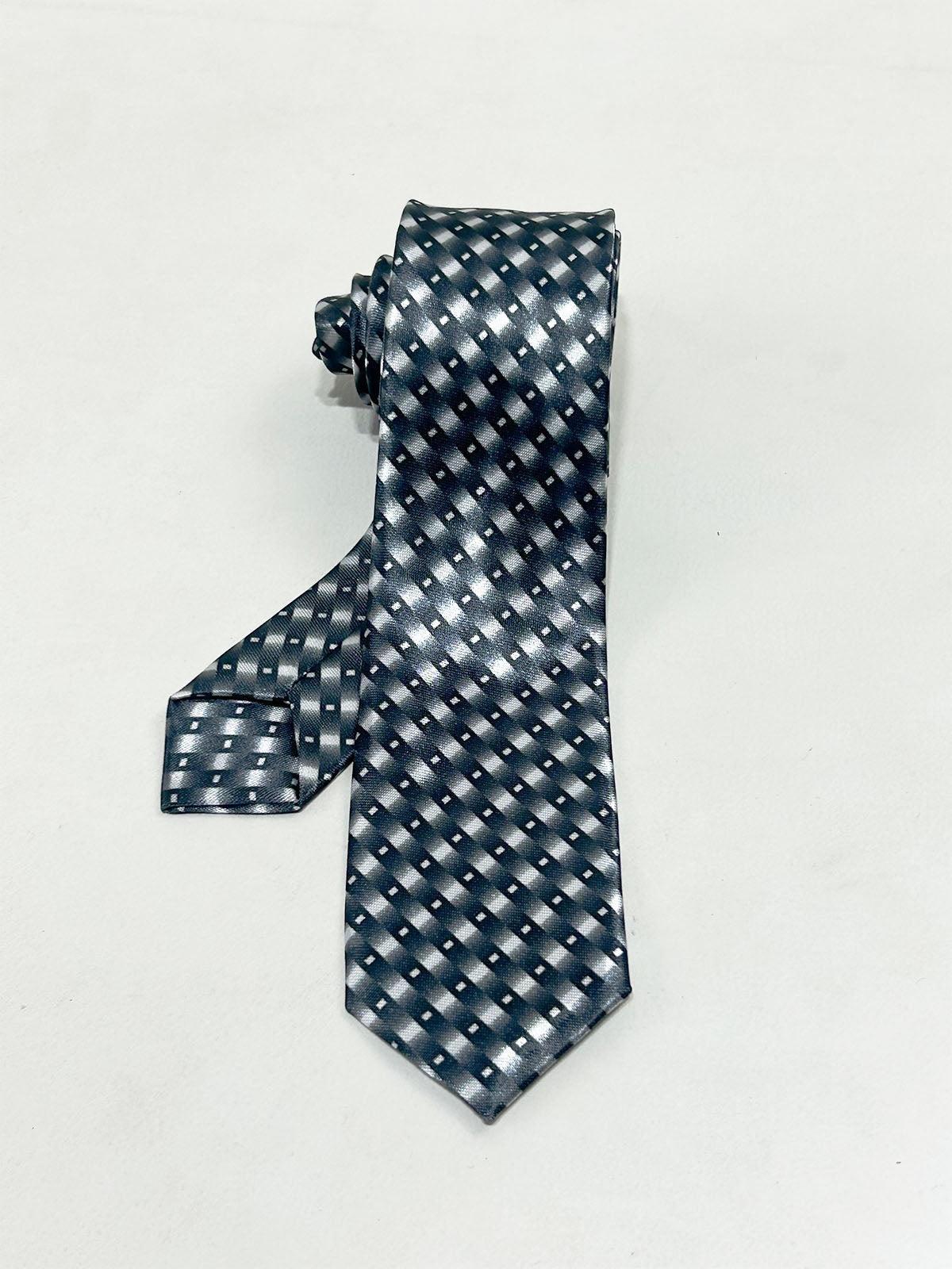 Navy Silver Diamond Pattern Formal Party Wear Tie For Men MPT41