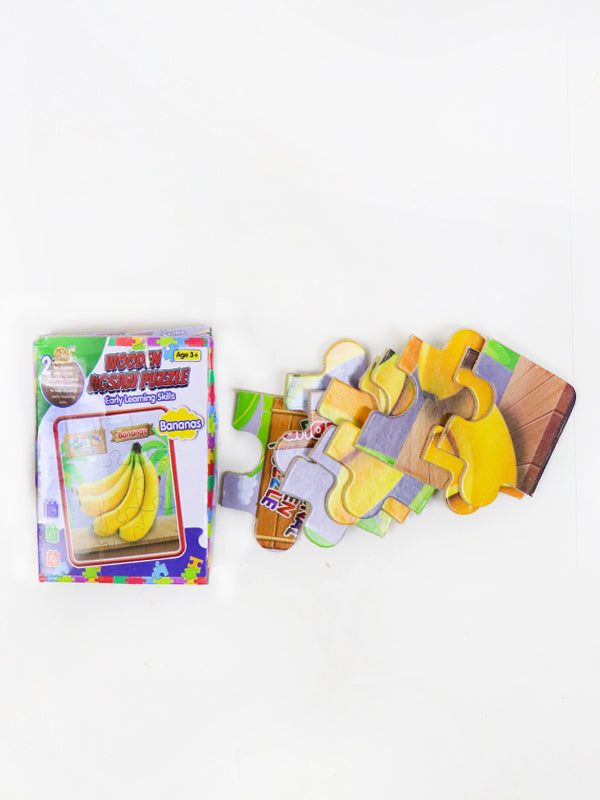 2 in 1 Wooden Jigsaw Puzzle Banana + Elephant