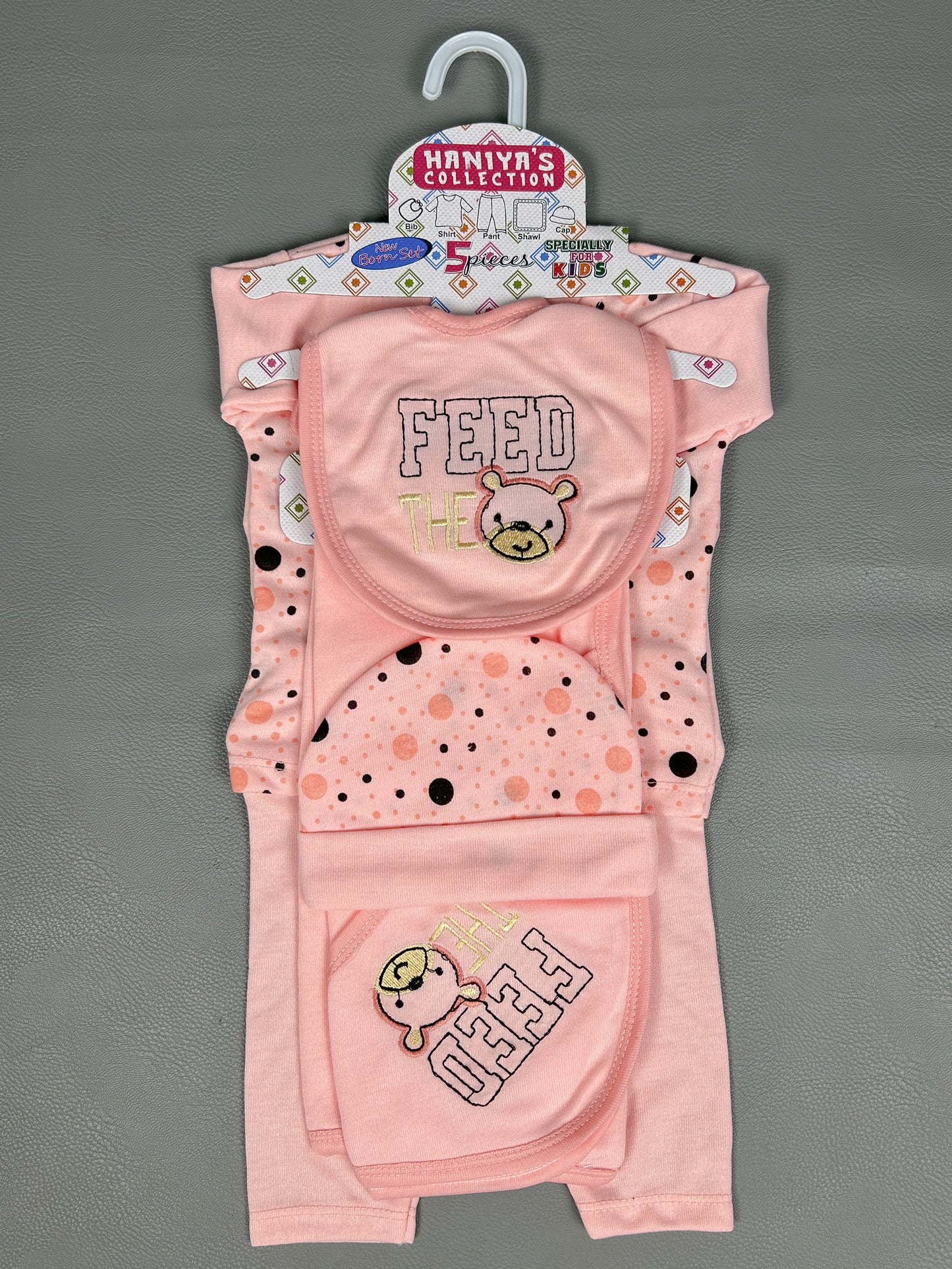 0Mth - 3Mth Feed Light Pink 5Pcs Gift Set For Newborn HG NBGS160
