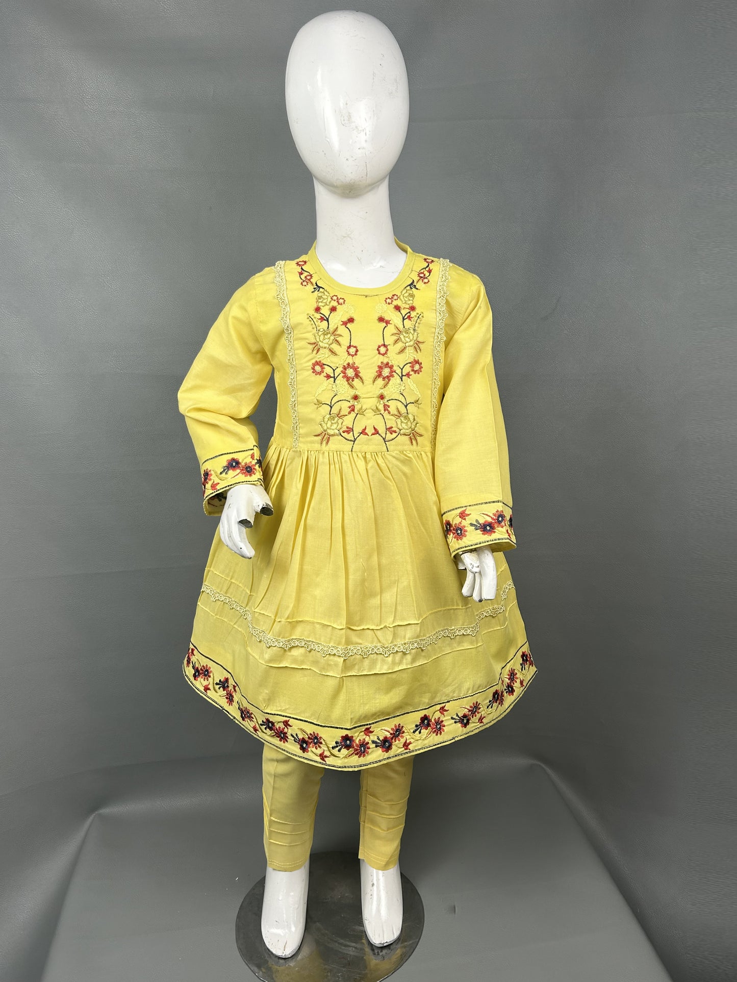 5Yr - 12Yrs Yellow Embroidered Suit For Girls RZ GS153