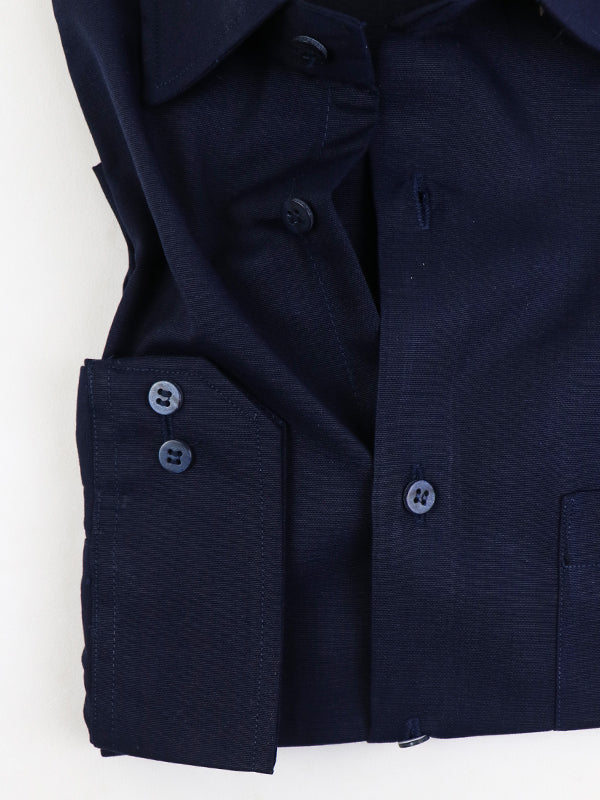 Z Men's Plain Chambray Formal Dress Shirt Navy Blue
