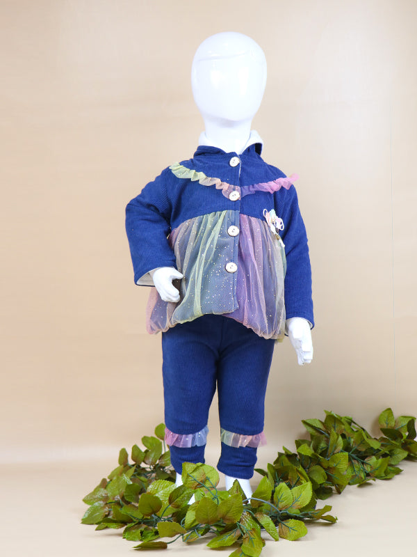 NBYS07 BG Hooded Newborn Baby Suit 0Mth - 6Mth Angel Dark Blue