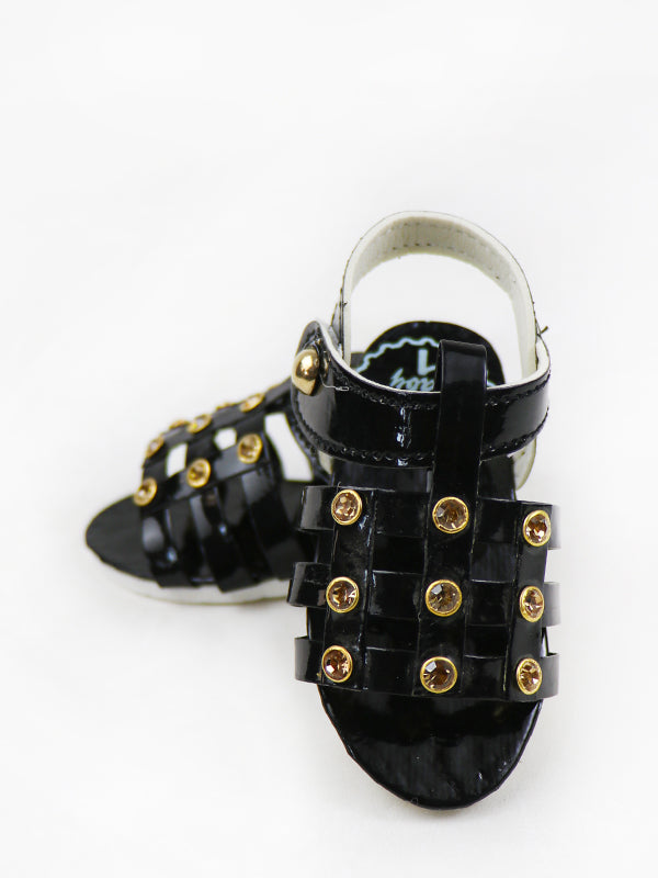 NBYB12 Baby Girl Crochet Sandal Black