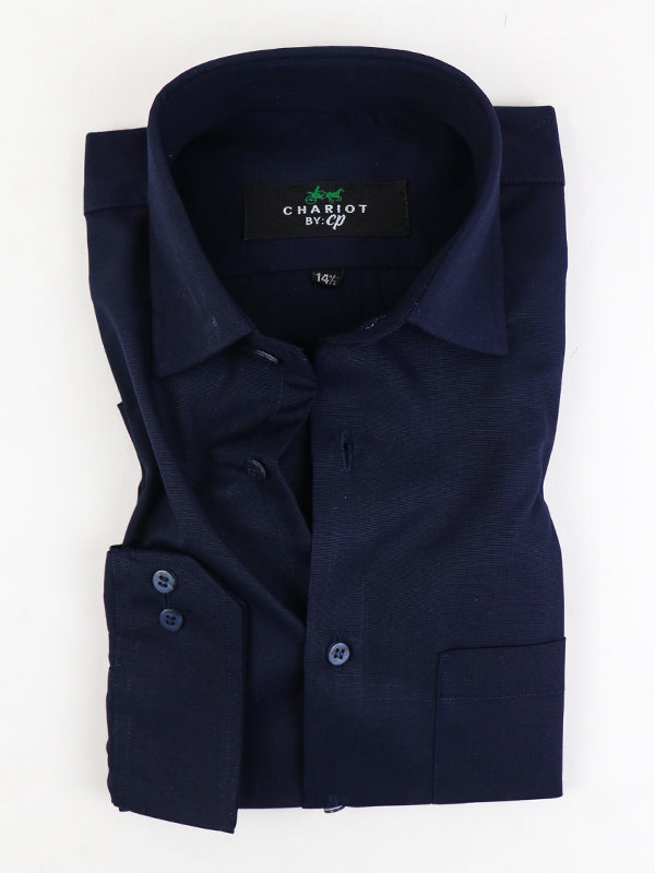 Z Men's Plain Chambray Formal Dress Shirt Navy Blue