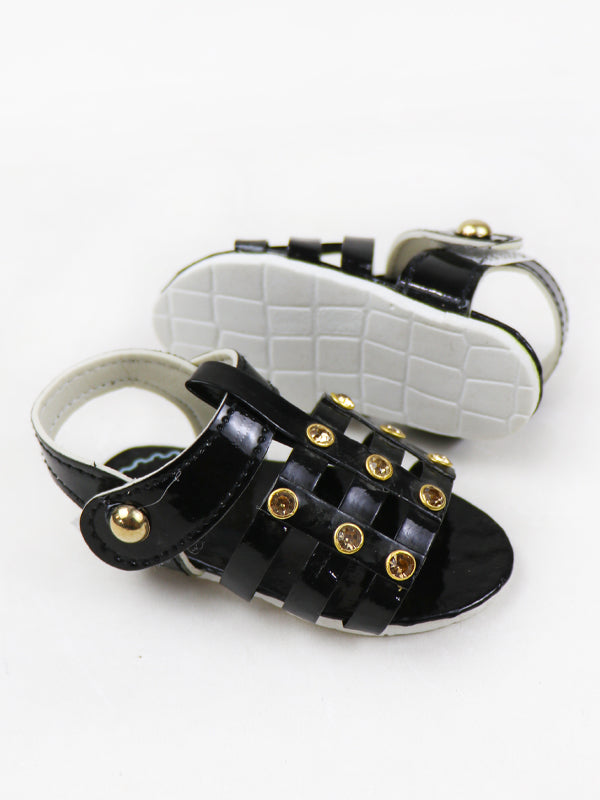 NBYB12 Baby Girl Crochet Sandal Black