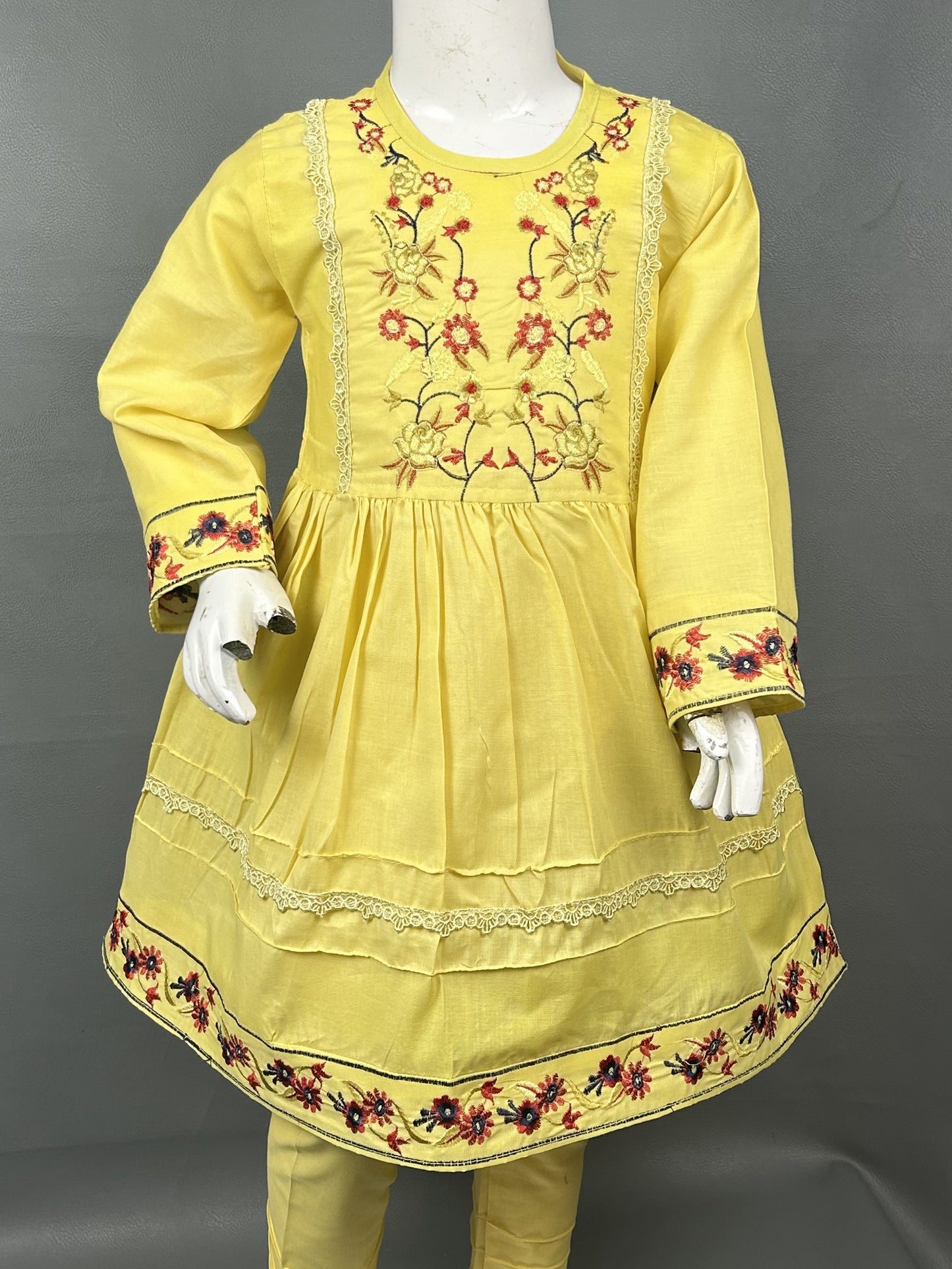 5Yr - 12Yrs Yellow Embroidered Suit For Girls RZ GS153
