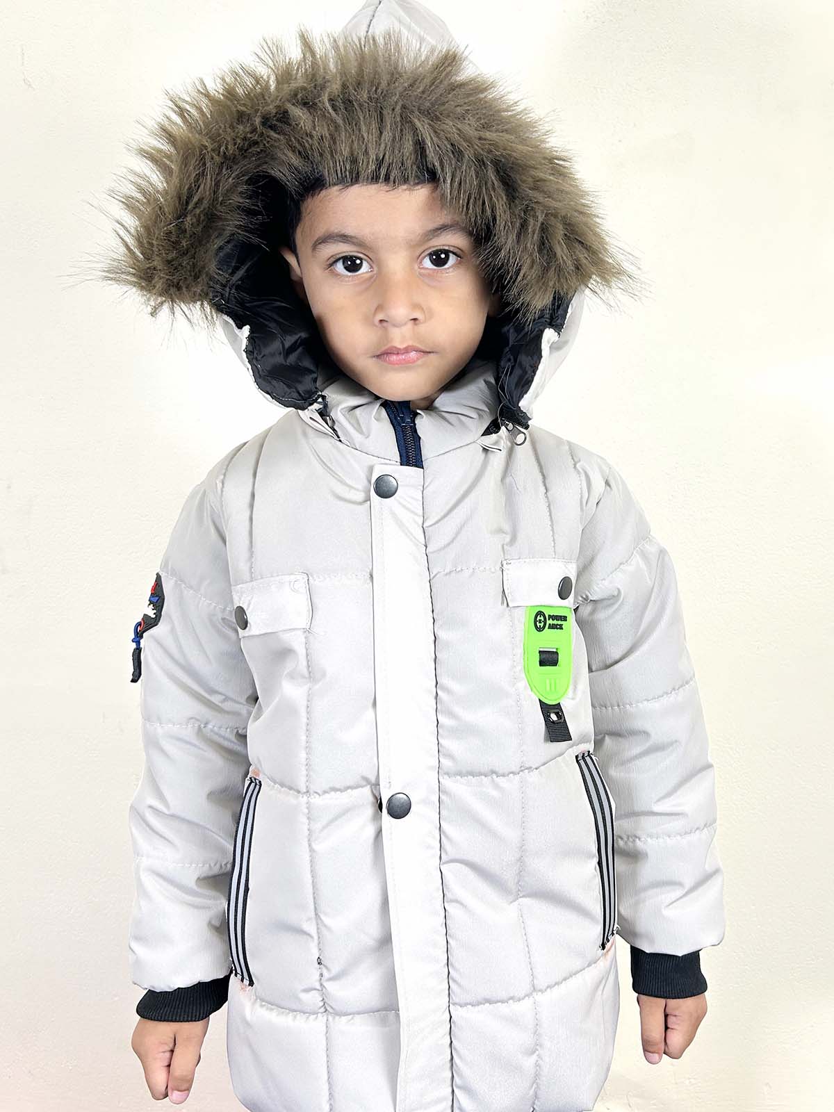 5Yrs - 10Yrs White Puffer Jacket For Kids KJ45