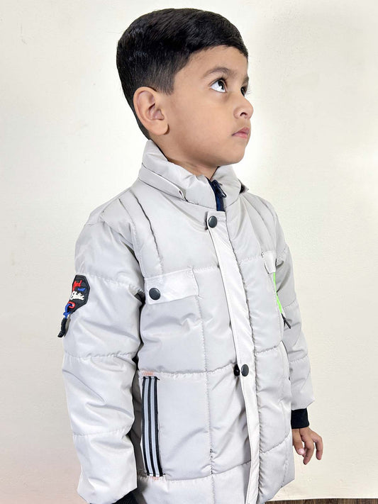 5Yrs - 10Yrs White Puffer Jacket For Kids KJ45