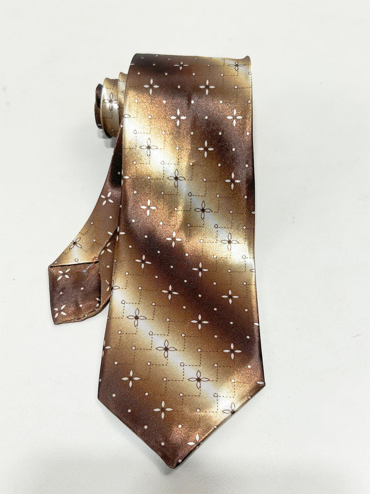 Brown Gold Floral Pattern Formal Party Wear Tie For Men MPT45