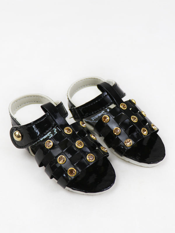 NBYB12 Baby Girl Crochet Sandal Black