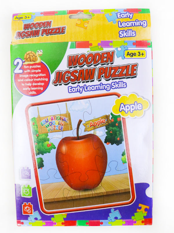 2 in 1 Wooden Jigsaw Puzzle Cow + Apple