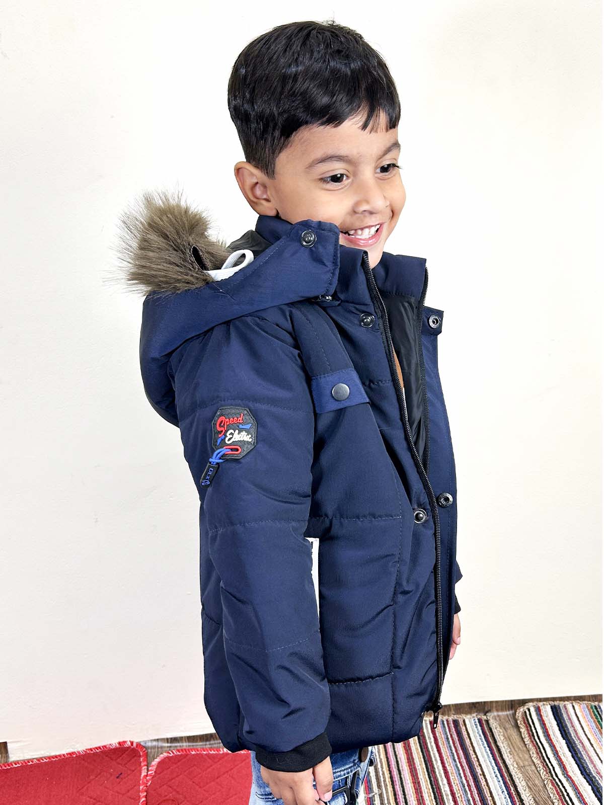 5Yrs - 10Yrs Blue Puffer Jacket For Kids KJ47