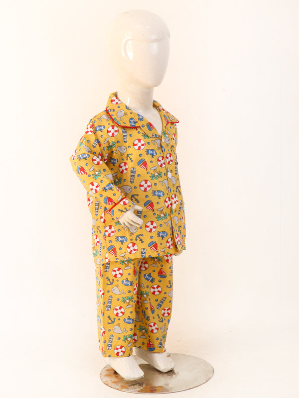 1Yrs - 5Yrs Ship Yellow Cotton Night Suit For Kids NG BNS07
