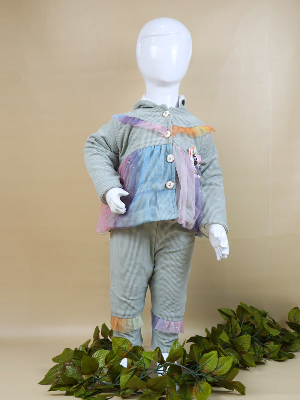 NBYS07 BG Hooded Newborn Baby Suit 0Mth - 6Mth Angel Light Grey