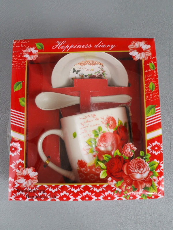 World Coffee Mug with Spoon Set & Lid