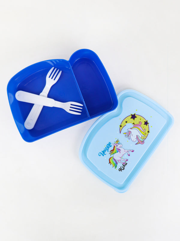 Unicorn School Lunch Box Blue