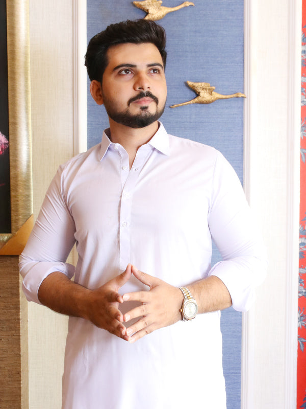 461 AN Men's Kameez Shalwar Stitched Suit Neel White
