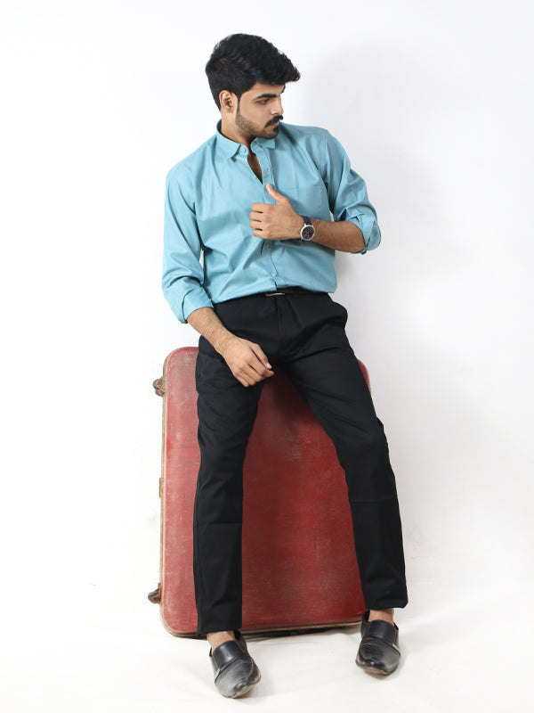 AZ Men's Formal Dress Shirt Plain Persian Green