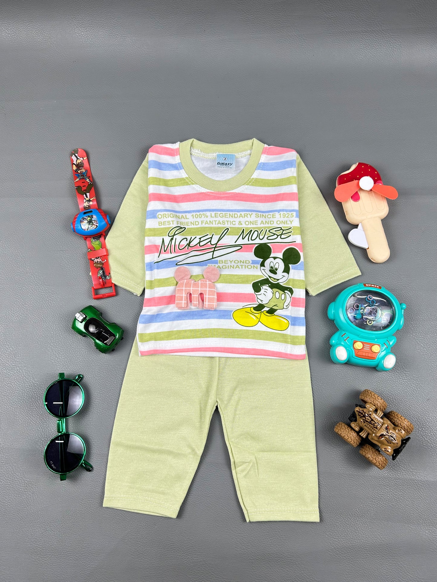 3Mth - 9Mth Light Green Mickey Suit For Newborns HG NBS188