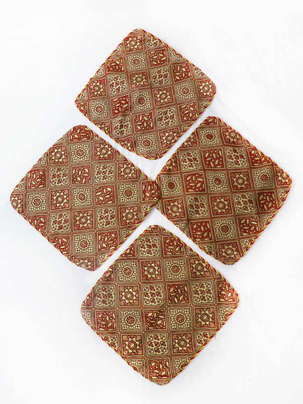 Brown Pack Of 4 Pillow/Cushion Cover 02 14" x 14"