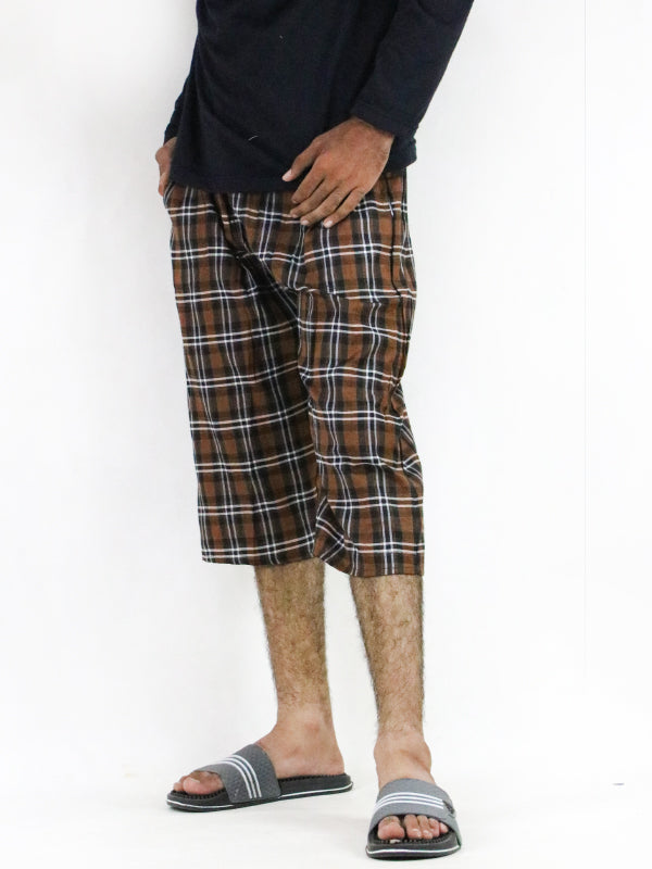 MS34 Pack Of 3 Men's 3-QTR Short Multicolor Checks