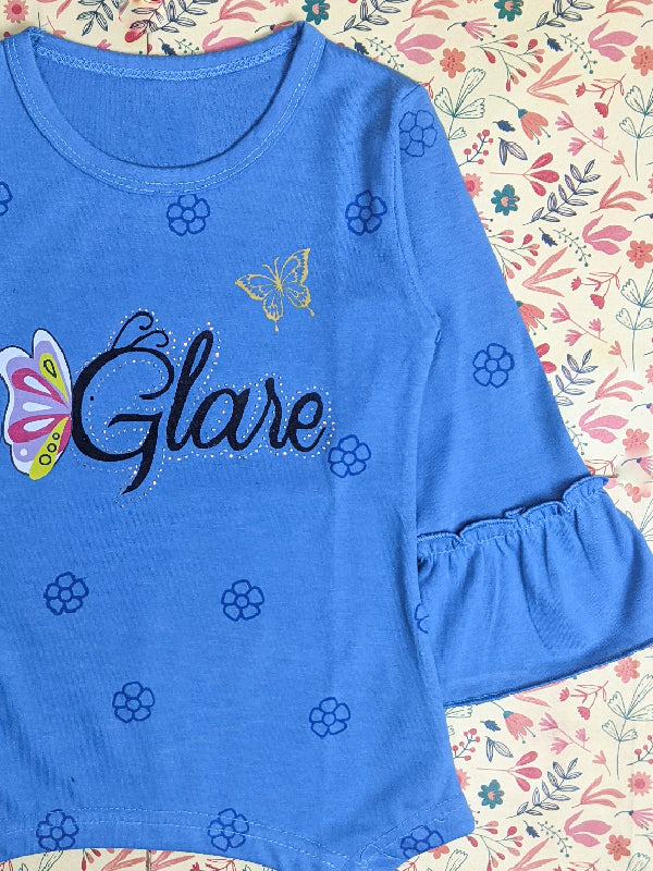 2Yrs - 7Yrs Glow Blue T-Shirt For Girls SK GTS16