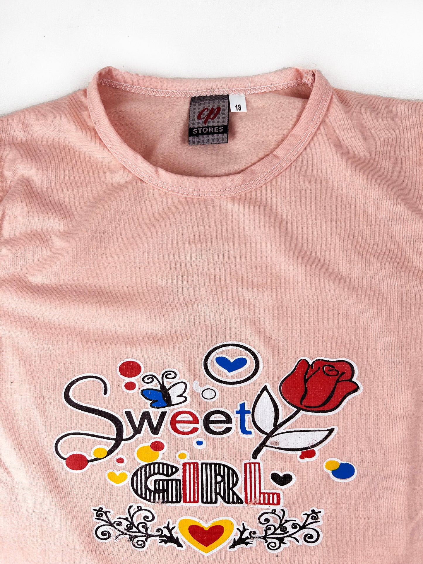 3Yrs - 7Yrs MZ Peach T-Shirt For Girls GTS76