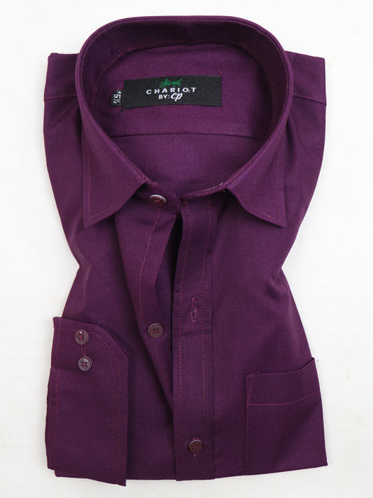 Z Men's Plain Chambray Formal Dress Shirt Dark Violet MFS403